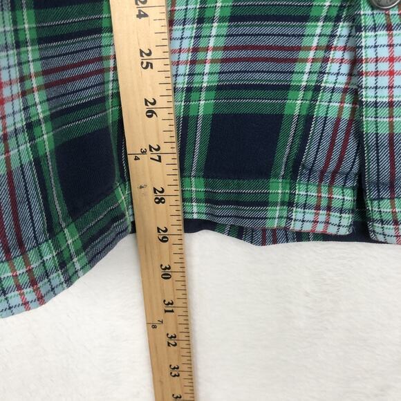 LANDS END‎ Flannel Pajamas Men's Sz L Blue Green Plaid 100% Cotton Button Up Set - Picture 8 of 16